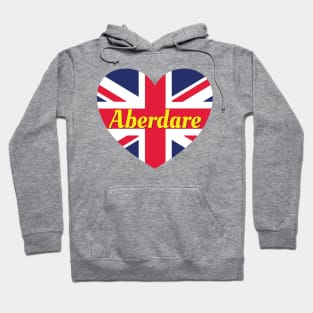 Aberdare Wales UK British Flag Heart Hoodie